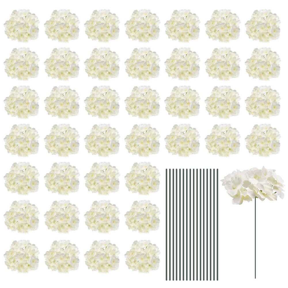 5725 Silk Artificial Hydrangea Flowers, White Artificial Flowers Heads
